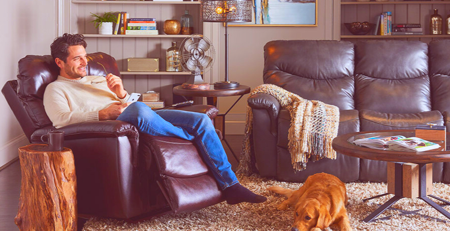 Man sitting in reclining chair in his man cave