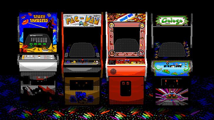 ahoy arcade arcade machine space invaders pac man hd wallpaper preview
