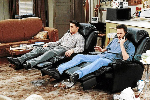 joey and chandler in their big seats from the show Friends